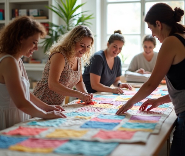 Quilters working together